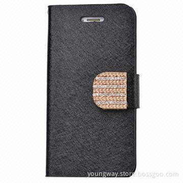 Quality Deluxe Silk Pattern Leather Wallet Case, Fit for iPhone 5 5S